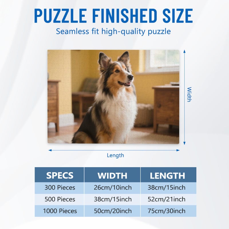 1000 Pieces Jigsaw Puzzle Colorful Blue Shepherd Dog For Adults Teens Wooden Gift - Image 3
