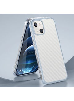 HuHa Case Cover For iPhone 13 mini SULADA Luxury 3D Carbon Fiber Textured Metal + TPU Frame Phone Case Silver 