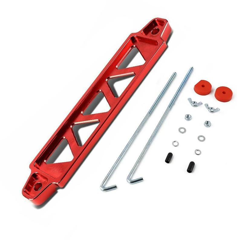 Anodized Aluminum Battery Tie - 6.75 Inch Max Battery Width, 7.50 Inch Bolt Center Length, Durable Long-Lasting Finish, Secure Battery Hold with J-Hooks Rubber Sleeves Hex Nuts for Engine Bay - Image 1