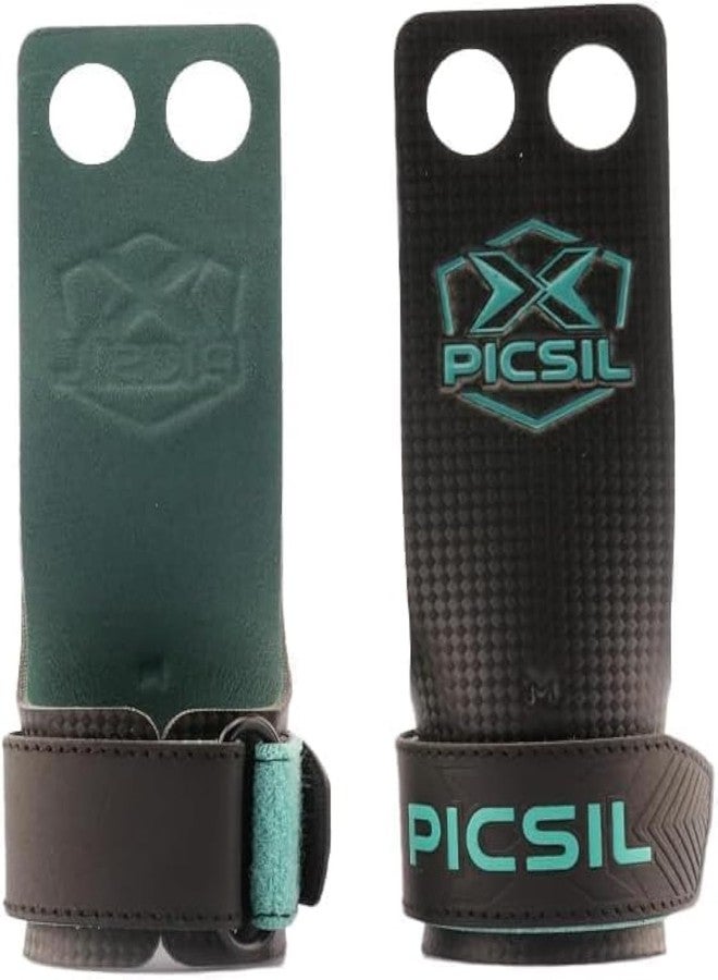 PICSIL Falcon Grips, Tough & Resistant Workout Grips, Hand Grips for Weightlifting & Gymnastics, Made of Soft, Breathable Carbon Fabric, Blocks Rips, Calluses, & Blisters, Unisex (M, 2H)