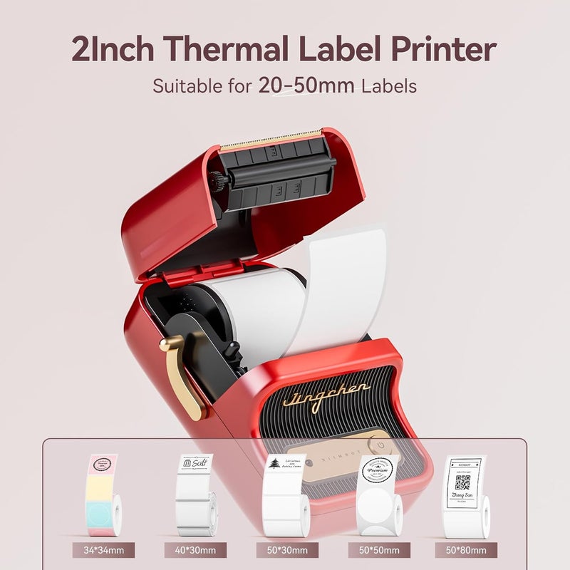 B21 Label Maker Machine with 1 Roll Free Tape Vintage 2 inches Width Business Thermal Label Printer Price Shipping Label Tag Writer for Home Office Organization Commercial Use, Red - Image 5
