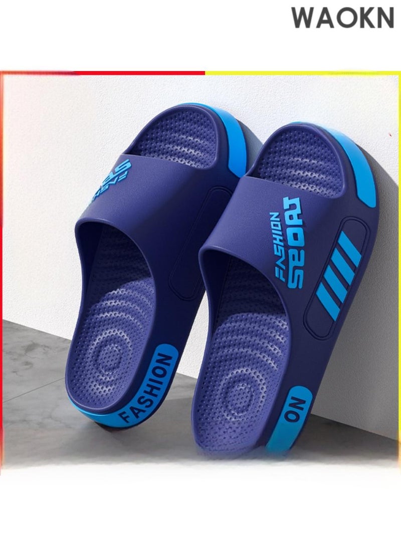 دبليو أيه أو كي أن نعال رجالية زرقاء: نعال منزلية، صنادل للاستحمام، وللاستخدام الخارجي على الشاطئ. نعل سميك وخفيف الوزن يوفر راحة فائقة. تصميم مانع للانزلاق يضمن السلامة على الأسطح المبللة. تصميم سهل الارتداء، مظهر عصري. مثالي للمنزل، للاستحمام، الشاطئ، أو للنزهات غير الرسمية - يجمع بين الراحة والثبات والأناقة في آن واحد. - Image 2