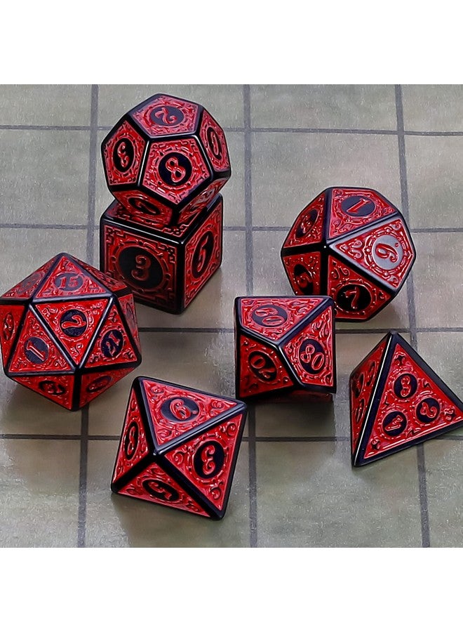 CiaraQ Dnd Polyhedral Dice Set For Dungeons And Dragons Rpg Mtg Role Playing Table Games-With 1 Dice Pouch (Red Engraved Dice) - Image 2