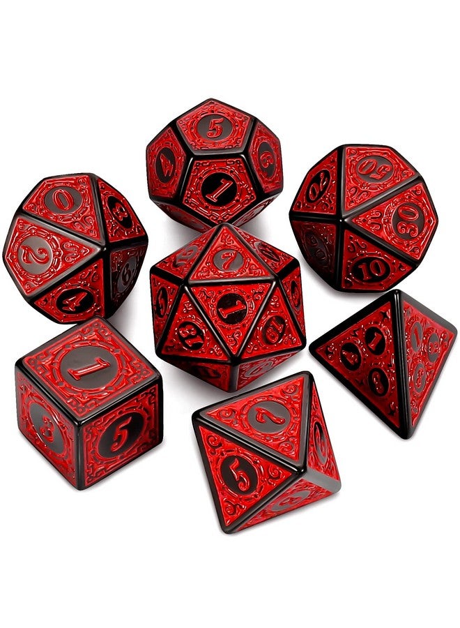 CiaraQ Dnd Polyhedral Dice Set For Dungeons And Dragons Rpg Mtg Role Playing Table Games-With 1 Dice Pouch (Red Engraved Dice) - Image 1