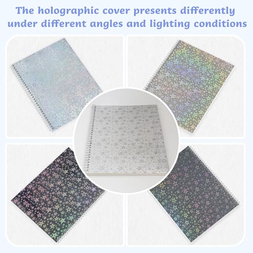 Dajino Large Reusable Sticker Book Collecting Album 8.5×11 Inch Sticker Storage Collection Organizer Book for Adult with 40 Sheets Letter Size Blank Release Paper and Holographic Cover (Star) - Image 2