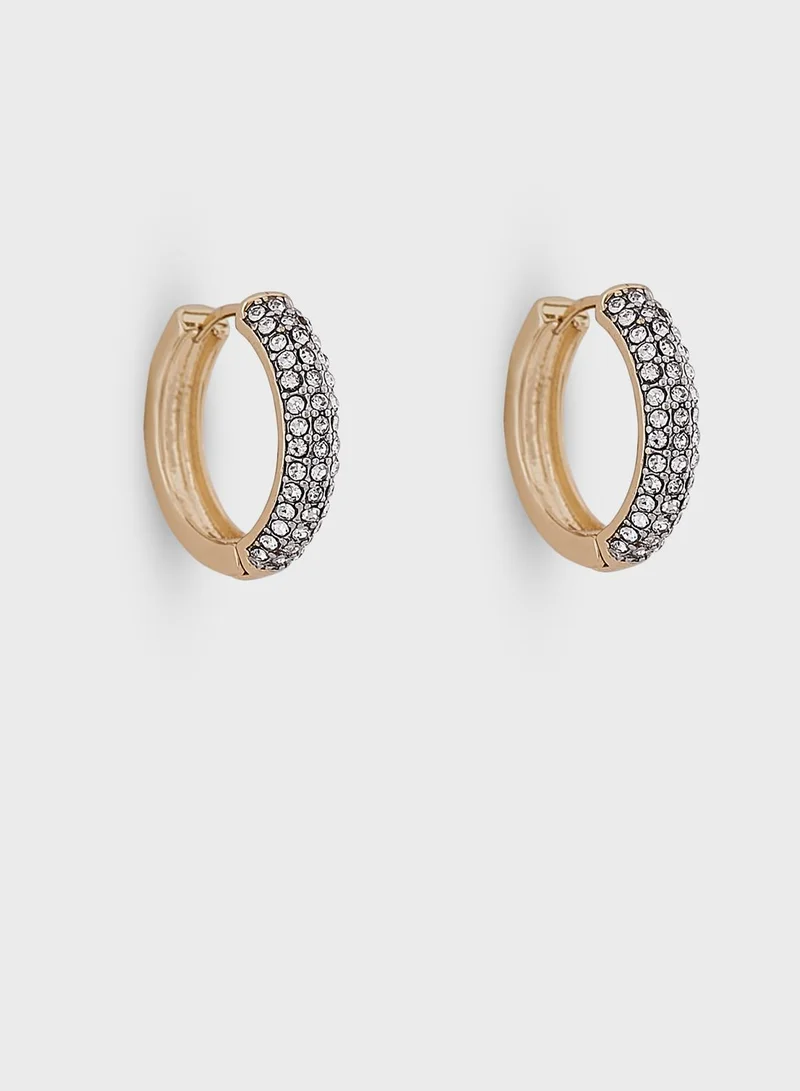 BUCKLEY LONDON Two Tone Pave Huggie Hoop Earrings