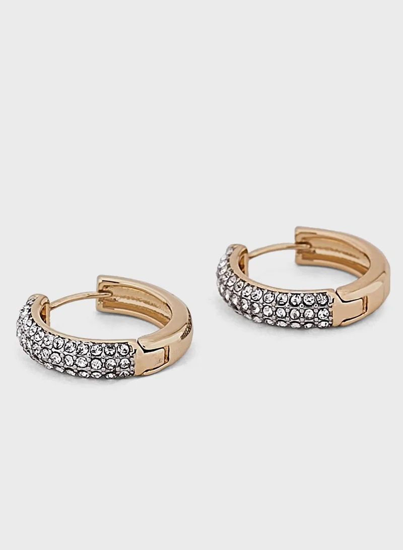 BUCKLEY LONDON Two Tone Pave Huggie Hoop Earrings