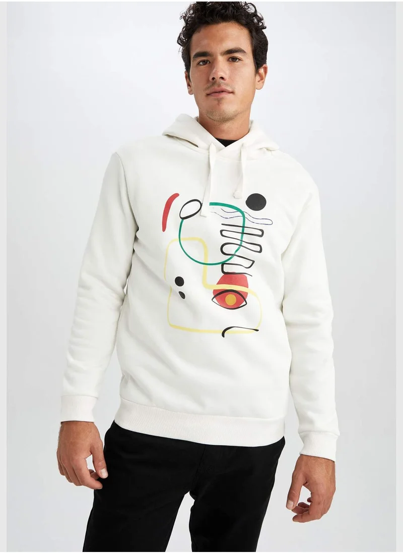 DeFacto Man Hooded Long Sleeve Knitted Sweatshirt