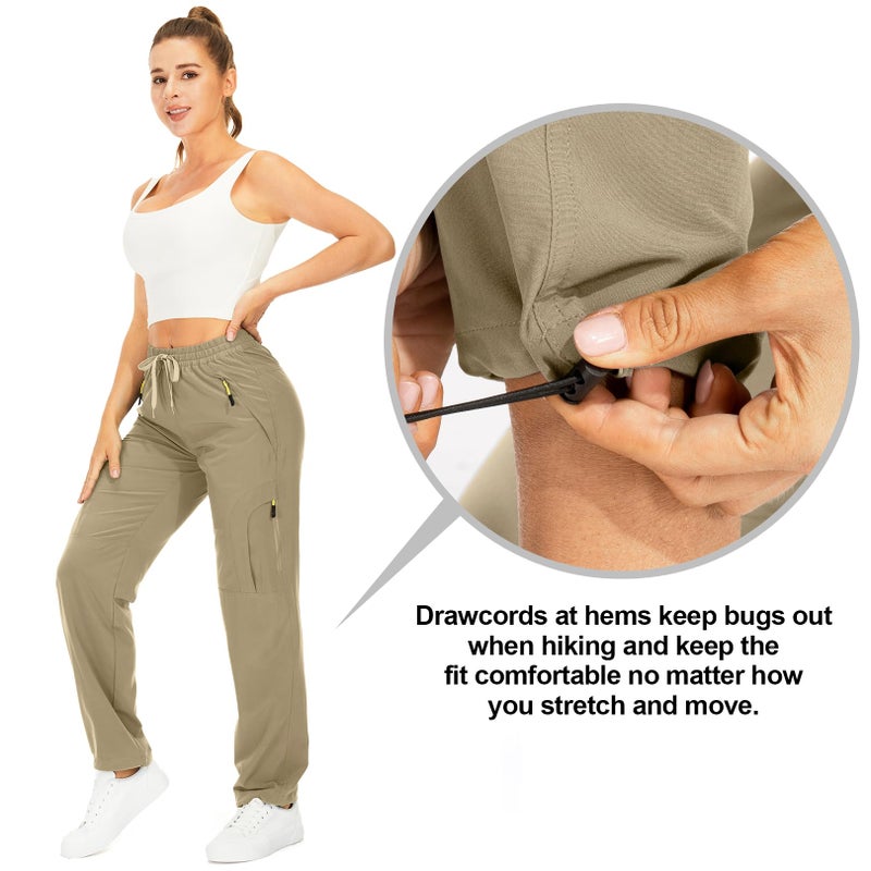 Toomett Women's Hiking Cargo Pants Quick Dry UPF50+ Outdoor Pants for Women Fishing Safari Travel Stretchy Pants with Pockets,6608,Khaki,XX-L - Image 5