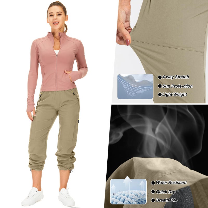 Toomett Women's Hiking Cargo Pants Quick Dry UPF50+ Outdoor Pants for Women Fishing Safari Travel Stretchy Pants with Pockets,6608,Khaki,XX-L - Image 4