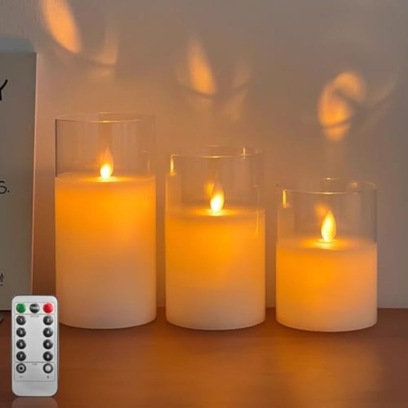 3-Pack Diwali Diya LED Flameless Candles with Timer Star String For Home Decor and Festival Lighting Warm White Light Rechargeable 10-Hour Auto Shut-Off - Image 1