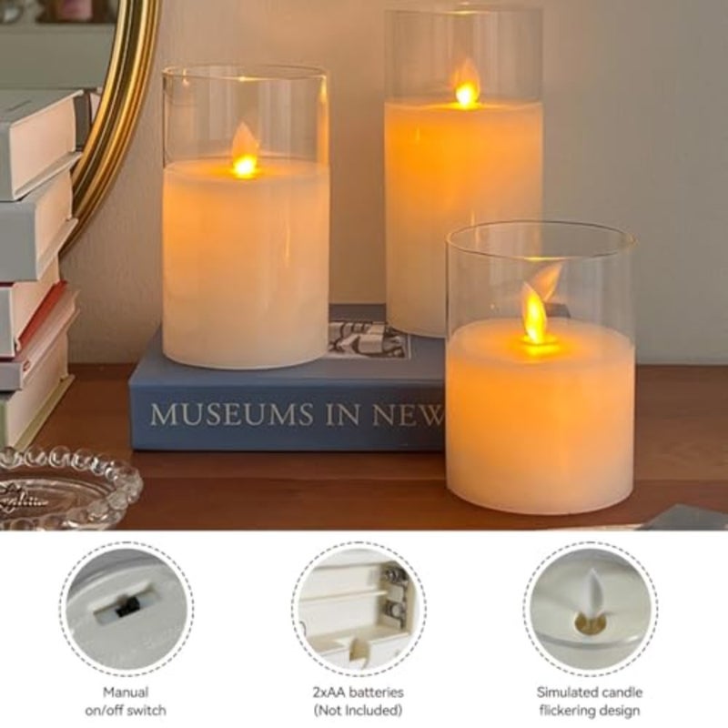 3-Pack Diwali Diya LED Flameless Candles with Timer Star String For Home Decor and Festival Lighting Warm White Light Rechargeable 10-Hour Auto Shut-Off - Image 4