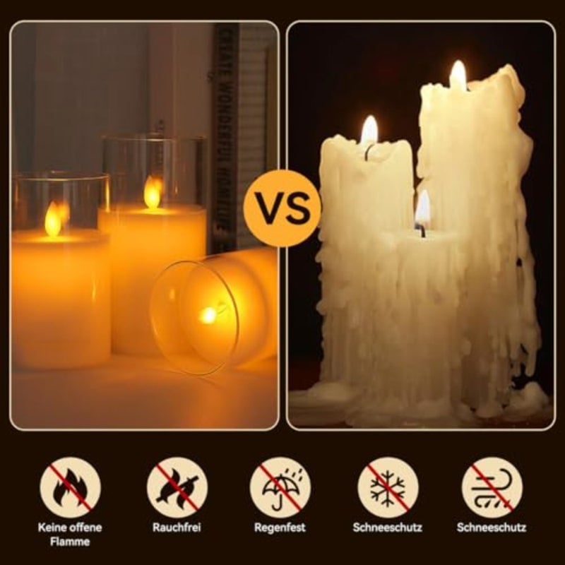 3-Pack Diwali Diya LED Flameless Candles with Timer Star String For Home Decor and Festival Lighting Warm White Light Rechargeable 10-Hour Auto Shut-Off - Image 3