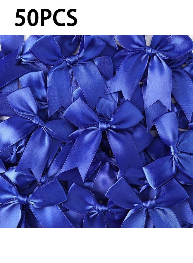 50 قطعة 3.35 بوصة (حوالي 8.4 سم) أقواس التفاف الهدايا الزرقاء ، تغليف هدايا القوس الصغير الأنيق ، الحرف اليدوية ، زينة الحفلات ، حفلات استقبال المولود الجديد ، أعياد الميلاد ، زينة الزفاف ، أكياس ال - Image 1