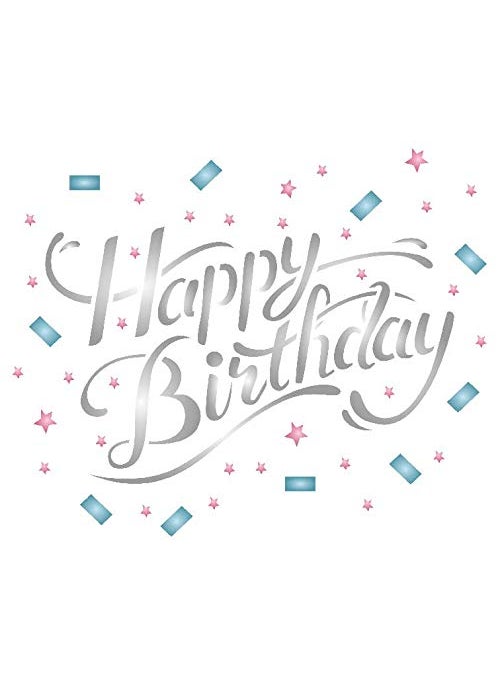 Usnyabni Happy Birthday Stencil, 5.5 x 4.5 inch (S) - Birthday Sign Words Stencils by CRAFT KREATIVELY 