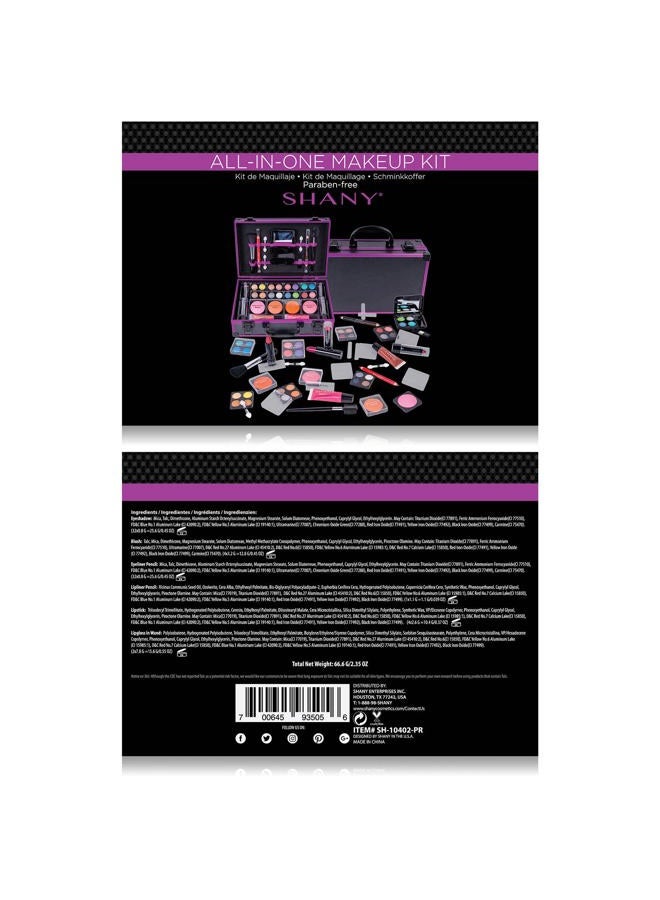 Shany Carry All Makeup Train Case with Pro Makeup Set, Makeup Brushes, Lipsticks, Eye Shadows, Blushes, Powders, and more - Reusable Makeup Storage Organizer - Premium Gift Packaging - Purple - Image 3