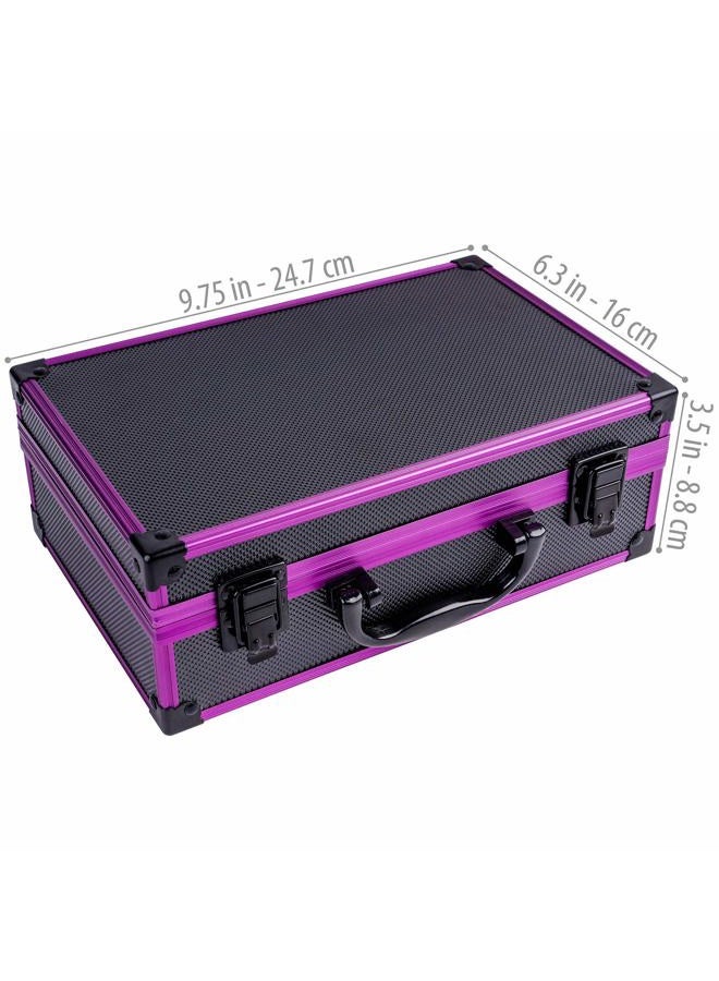 Shany Carry All Makeup Train Case with Pro Makeup Set, Makeup Brushes, Lipsticks, Eye Shadows, Blushes, Powders, and more - Reusable Makeup Storage Organizer - Premium Gift Packaging - Purple - Image 4