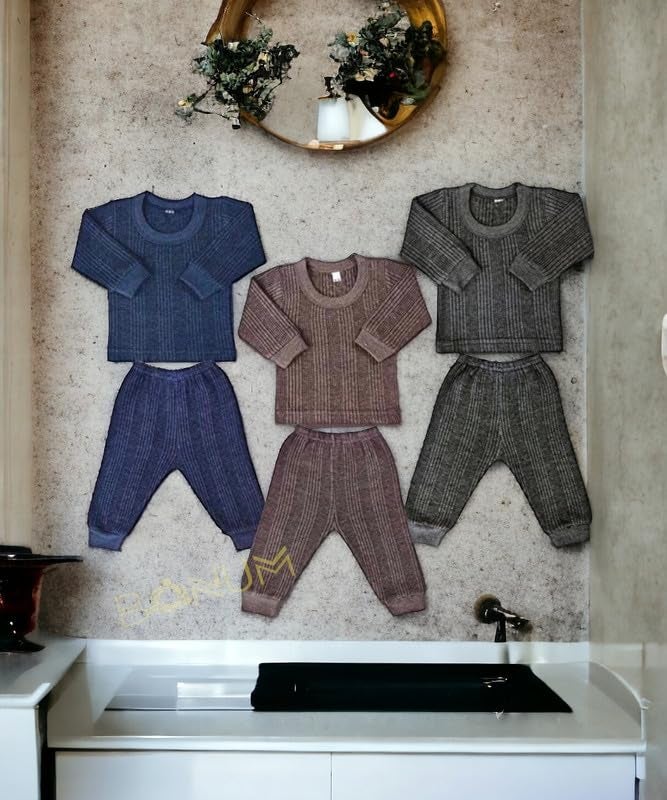 BONUM Winter Wear Thermal Innerwear Top & Full Pant Woolen Warmer Combo Set for Girls Boys, Kids Unisex Body Warmer Thermal (Set of 3) - Image 2