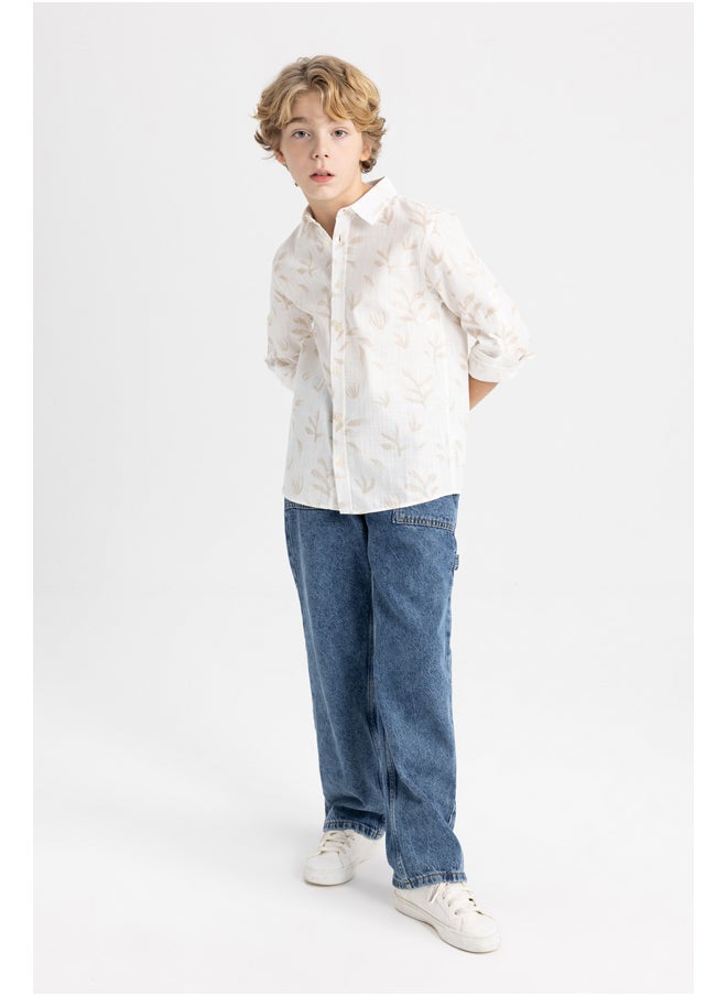 DeFacto - Boy Regular Fit Polo Neck Woven Long Sleeve Shirt - Image 1