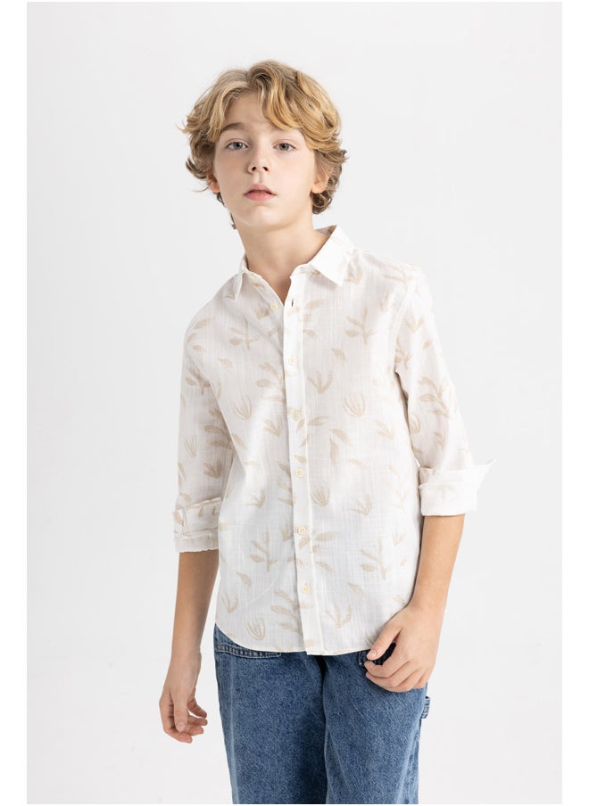 DeFacto - Boy Regular Fit Polo Neck Woven Long Sleeve Shirt - Image 1