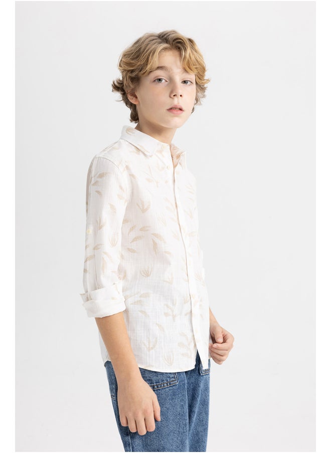 DeFacto - Boy Regular Fit Polo Neck Woven Long Sleeve Shirt - Image 1