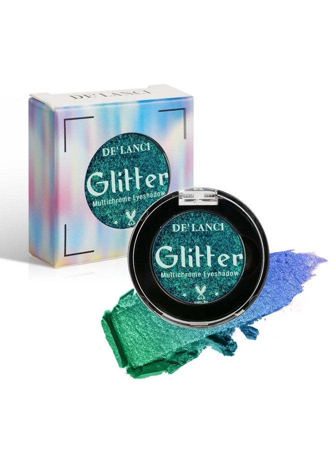 DE'LANCI Peacock Green Glitter Eyeshadow Single, Duo Chrome Green Eye Shadow Palette Metallic Shimmery, Intense Color, Sparkly Emerald Green Multichrome Eyeshadow For Blue Green Eyes Makeup - Image 1
