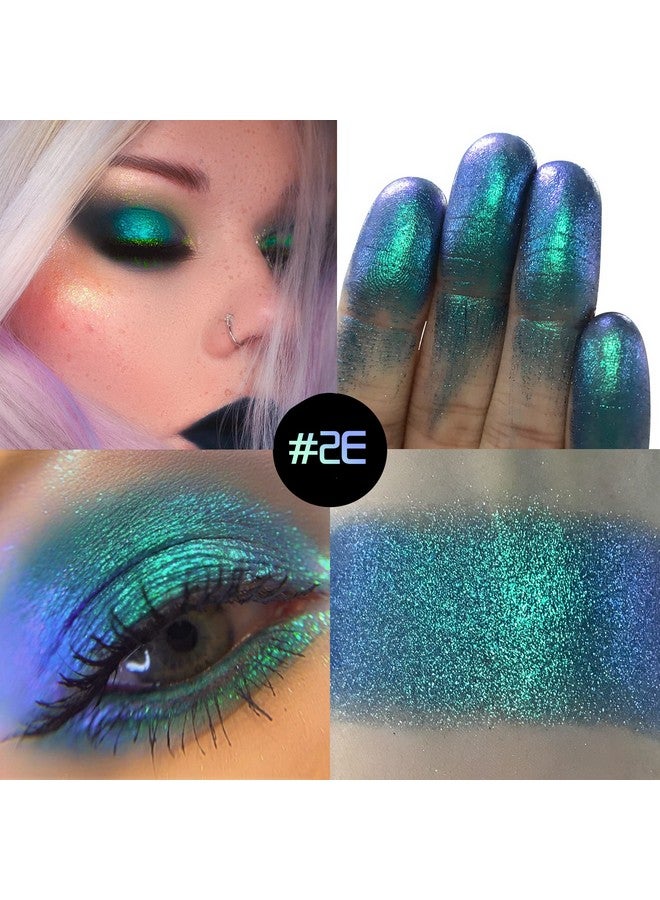 DE'LANCI Peacock Green Glitter Eyeshadow Single, Duo Chrome Green Eye Shadow Palette Metallic Shimmery, Intense Color, Sparkly Emerald Green Multichrome Eyeshadow For Blue Green Eyes Makeup - Image 3