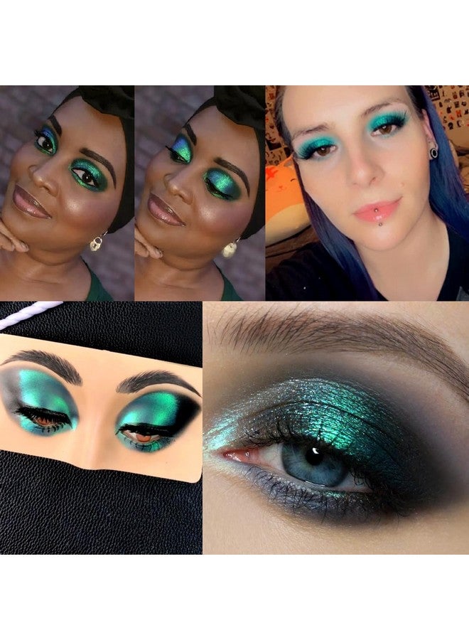DE'LANCI Peacock Green Glitter Eyeshadow Single, Duo Chrome Green Eye Shadow Palette Metallic Shimmery, Intense Color, Sparkly Emerald Green Multichrome Eyeshadow For Blue Green Eyes Makeup - Image 4