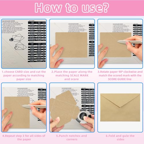 HKKYO Scoring Board - Scoreboard for Paper Crafts, Scoring Tool, Envelope Maker for PaperCrafts, Multipurpose Envelope Punch Boards, Small Paper Score Boards, Mini ScoreBoards for Card Making - Image 5