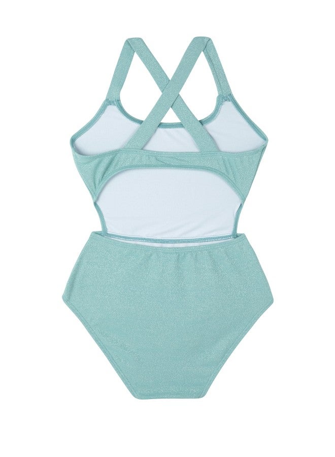 Gottex Kids Sparkles Cut Out Cross Strap One Piece Swimsuit Chlorine Fade Resistant and Built-in UPF UV 50+ Protection Turquoise - Image 3