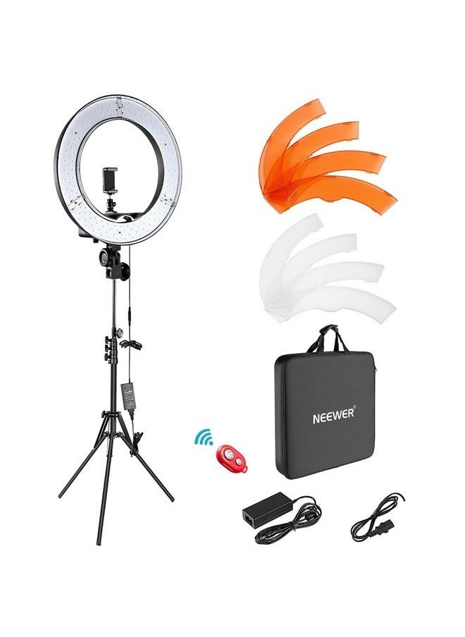 Neewer NEEWER Ring Light Kit: 18"/48cm Outer 55W 5600K Dimmable LED Ring Light, Light Stand, Carrying Bag for Camera, Smartphone, YouTube, TikTok, Self Portrait Shooting, Black  - Image 1