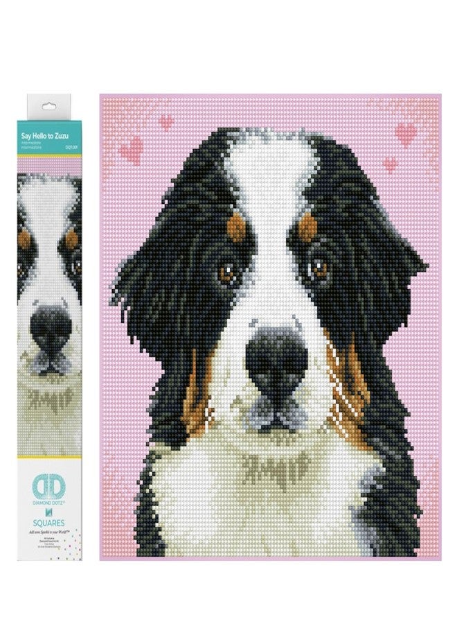 DIAMOND DOTZ Say Hello to Zuzu Dog Diamond Painting Kits for Adults - Diamond Art Kits a Relaxing Creative Craft Kit with Dotz Gems 11.4"x11.4" - Image 1