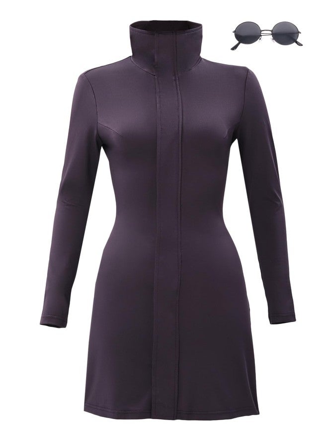 C-ZOFEK Satoru Cosplay Costume for Women, US Size, Purple Dress with Glasses for Halloween, Purple, XL - Image 2