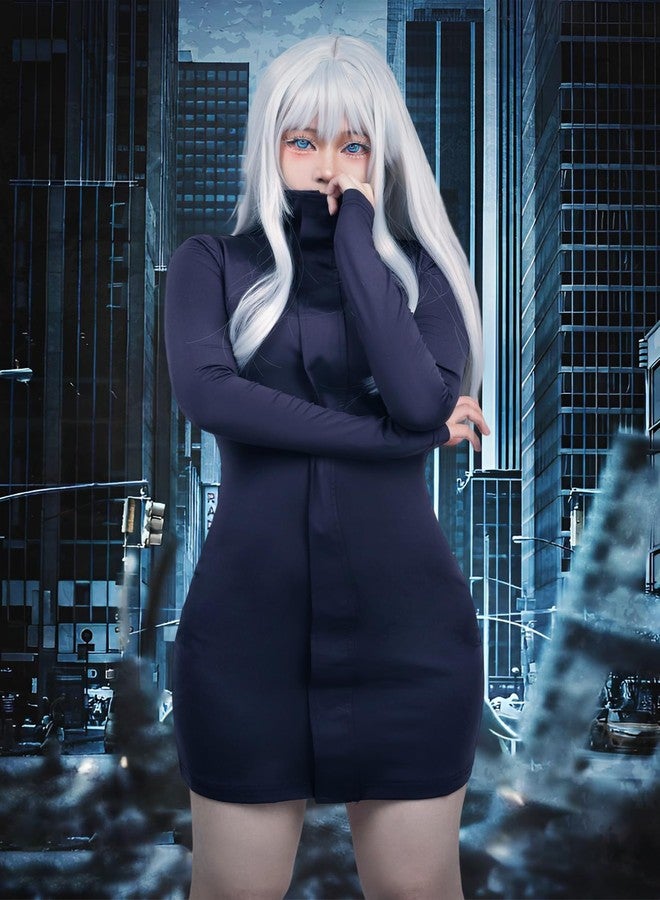 C-ZOFEK Satoru Cosplay Costume for Women, US Size, Purple Dress with Glasses for Halloween, Purple, XL - Image 4