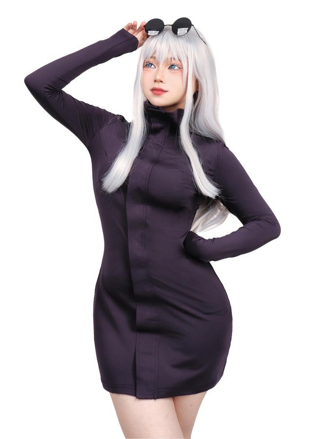 C-ZOFEK Satoru Cosplay Costume for Women, US Size, Purple Dress with Glasses for Halloween, Purple, XL - Image 1