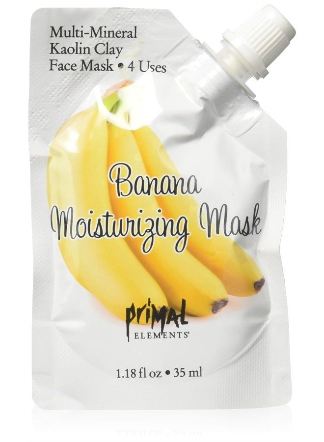 Primal Elements Face Mask, Clay Mud Facial Treatment, Multi-Use Package, 1.18 oz - Banana Moisturizing