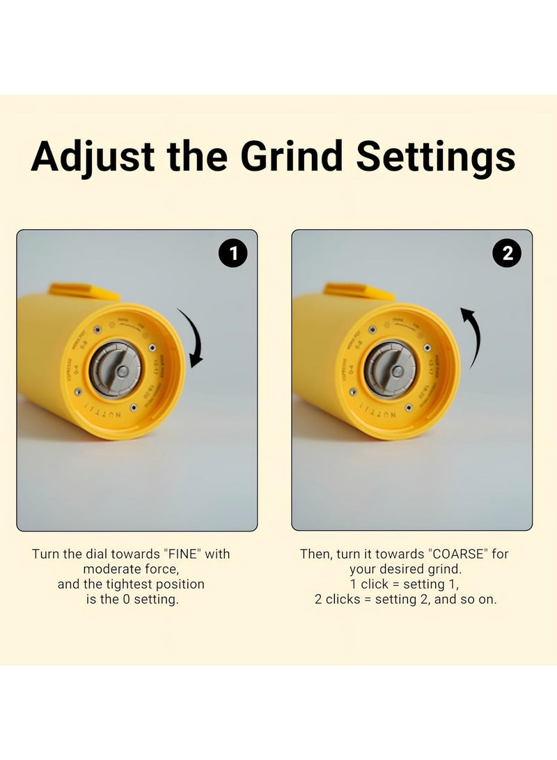 NUTTII OX Electric Burr Coffee Grinder – Quiet, Mini, Portable, Adjustable Conical Burr Mill, Precision 20 Grind Settings for Espresso, Pour-Over, French Press Moka(Tangerine Orange) - Image 5