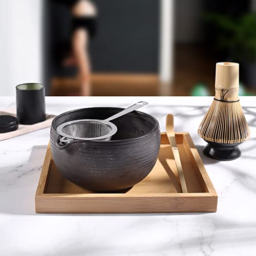 ZENRC Traditional Matcha Bowl and Chasen Rest- Handmade Modern Ceramic Japanese Matcha Tea Ceremony Kit- 22oz Big Salad Porridge Juice Bowl Cup and whisk holder (Ivory White) - Image 5