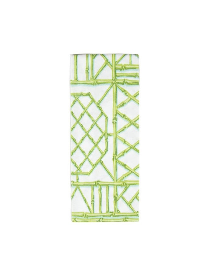 Caspari Bamboo Screen Moss Green Paper Linen Guest Towel Napkins - 12 Per Package - Image 1