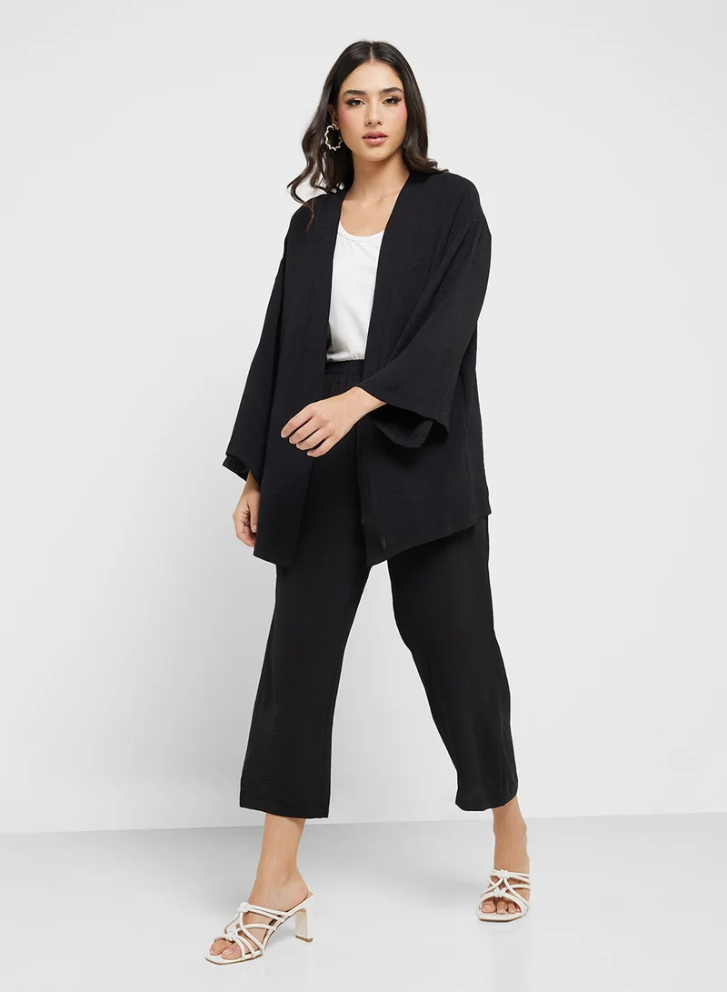 جينجر Oversize Longline Shrug & Wide Leg Pant Coord Set