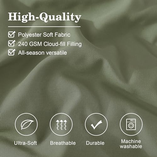 Monbix Full Comforter Set - 7 Pieces Light Sage Green Bed in a Bag Full Size Bedding Sets with Comforters, All Seasons Down Alternative Comforter with Sheets,Pillowcases & Shams - Image 5