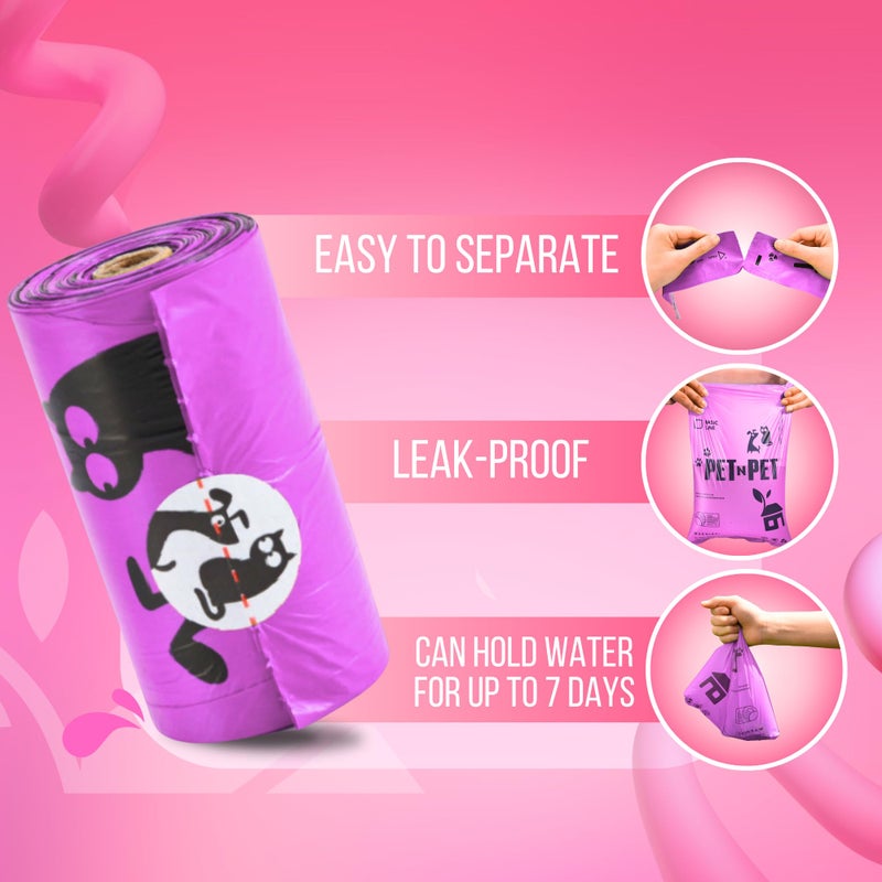 PET N PET Poop Bags for Dogs, 288 Count Lavender Scented Dog Waste Bags with Leash Dispenser, USDA Certified 38% Plant Based & 62% PE Dogs Waste Bag - Image 4