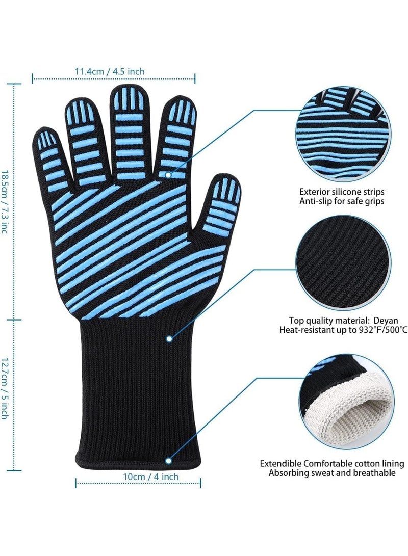 BBQ Grilling Gloves, Heat Resistant Grill Gloves, Cut Resistant Grill Gloves, Easy to Clean and Store, for Barbecue, Cooking, Cutting, Baking, Welding  - Image 2