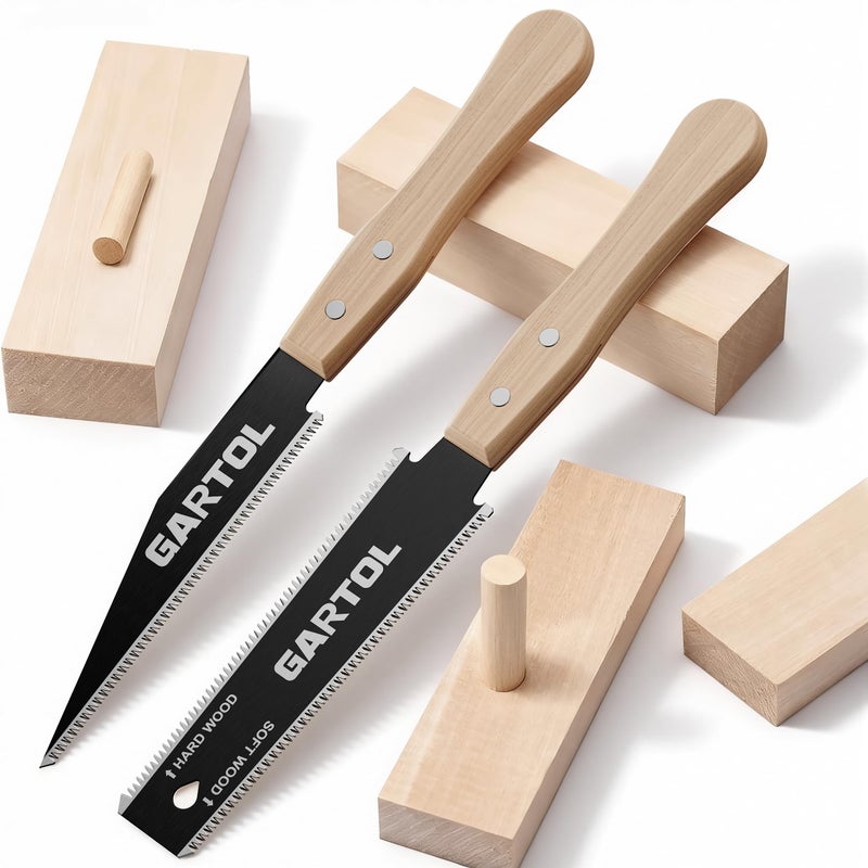 GARTOL Hand Saw for Wood Cutting, 2-Piece Japanese Pull Saw with 6-Inch Flush Cut & Double-Edged SK5 Flexible Blade & Wooden Handle, Precision Woodworking Tools for DIY, Crafting, Carpentry, Trim Work - Image 1