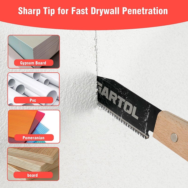 GARTOL Hand Saw for Wood Cutting, 2-Piece Japanese Pull Saw with 6-Inch Flush Cut & Double-Edged SK5 Flexible Blade & Wooden Handle, Precision Woodworking Tools for DIY, Crafting, Carpentry, Trim Work - Image 2
