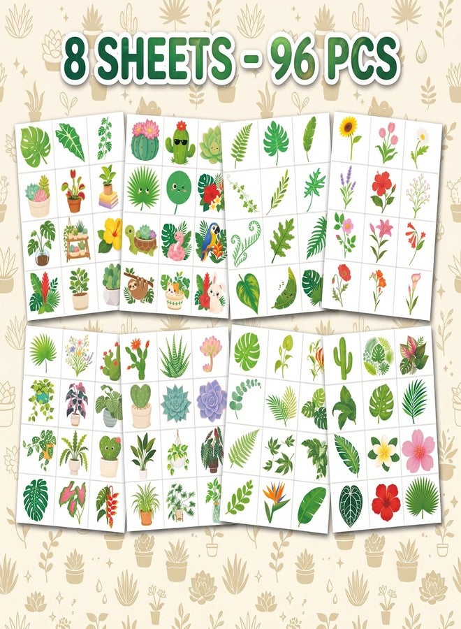 91TATTOOS 96 PCS Plants Temporary Tattoos for Kids - Image 3