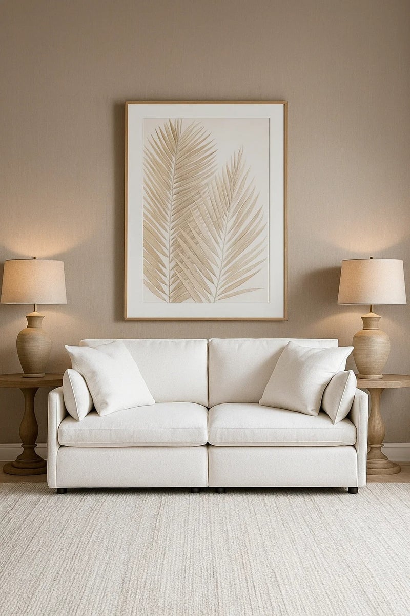 Bingo BINGO,SOFA 2 SEAT,192X96X85,FABRIC,SEASHELL WHITE WITH BLACK LEGS 651/FLW201A. - Image 1