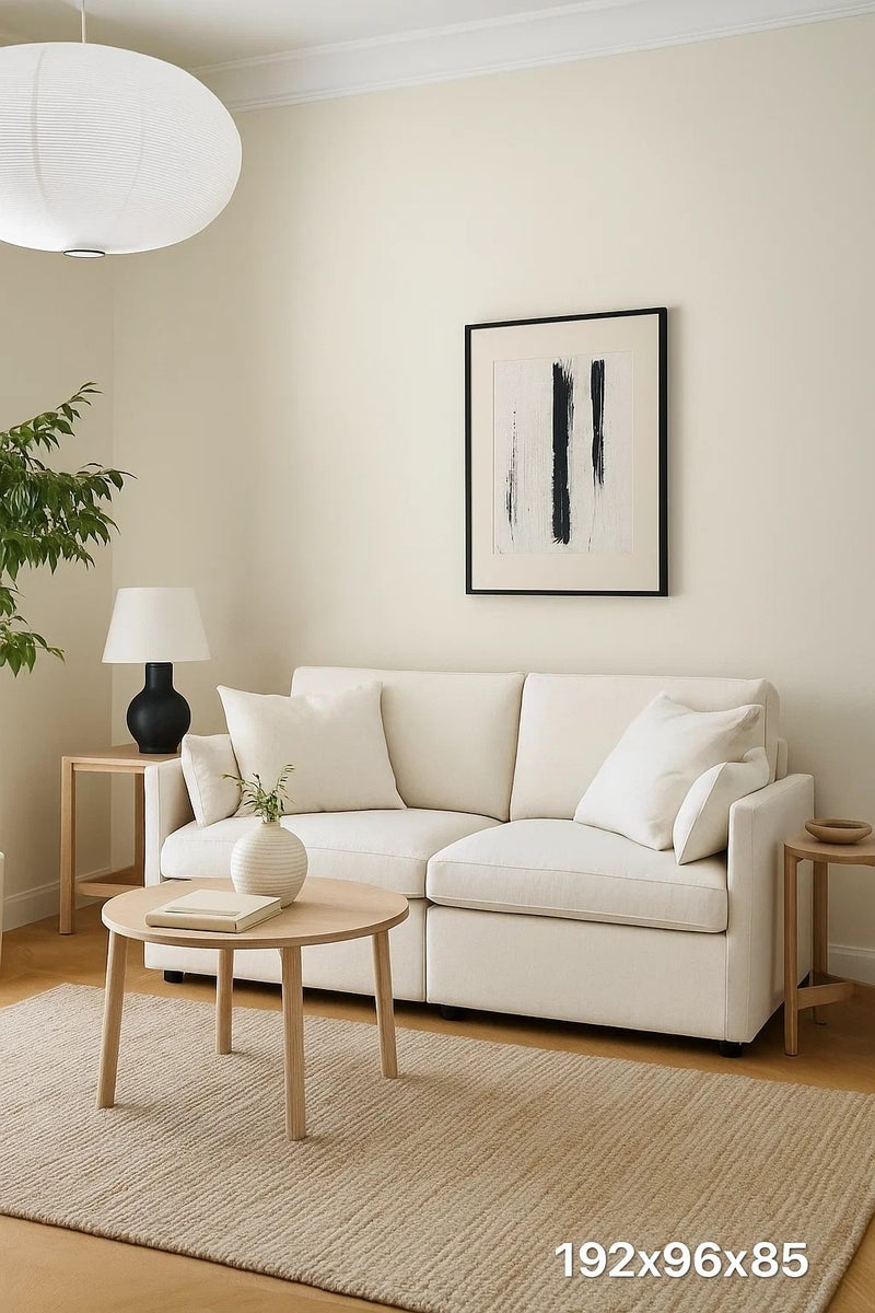 Bingo BINGO,SOFA 2 SEAT,192X96X85,FABRIC,SEASHELL WHITE WITH BLACK LEGS 651/FLW201A. - Image 2