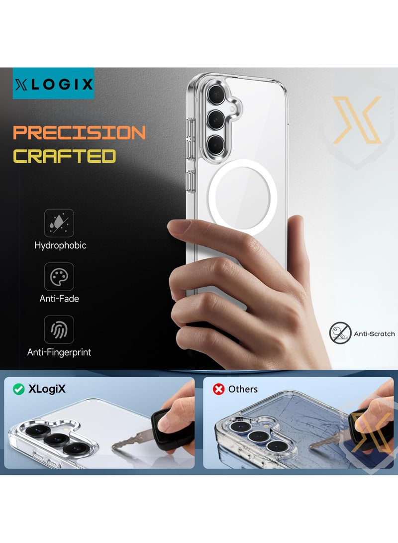 XLogiX for Samsung Galaxy S25 Clear Case with MagSafe – Ultra Slim, Shockproof, Crystal Clear Protection, Strong Magnetic Case Compatible with MagSafe (Clear).