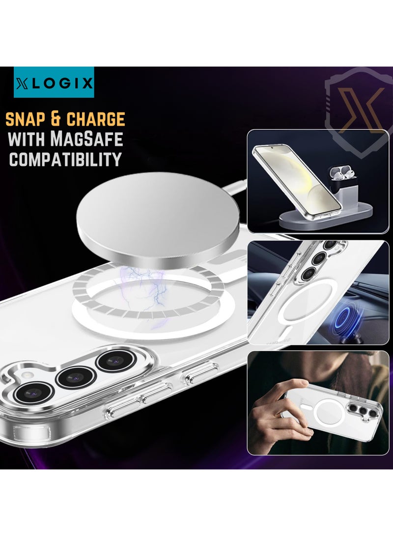 XLogiX for Samsung Galaxy S25 Clear Case with MagSafe – Ultra Slim, Shockproof, Crystal Clear Protection, Strong Magnetic Case Compatible with MagSafe (Clear).